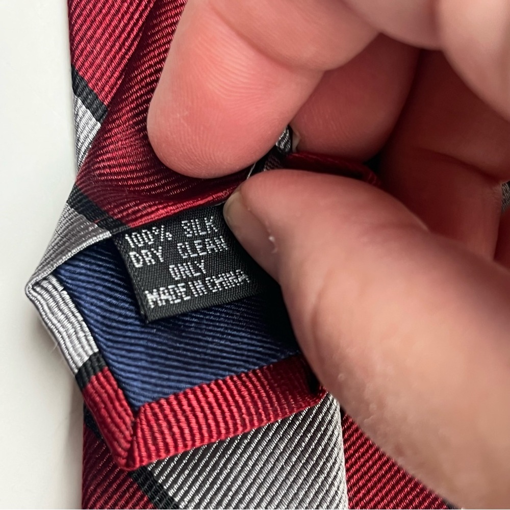Troy University Burgundy Gray Stripe 100% Silk Neck Tie Office Work Preppy NEW - Picture 5 of 10